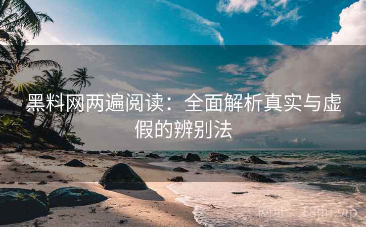 黑料网两遍阅读：全面解析真实与虚假的辨别法